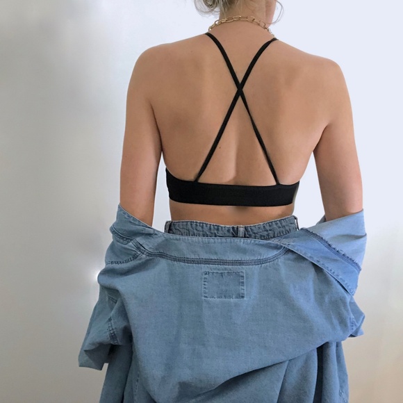 Lace Bralette Seamless Crochet High Neck - Picture 3 of 5